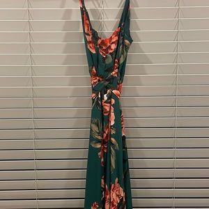 Lulus Floral Flirtation Dark Green Floral Print Wrap Maxi Dress